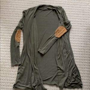 Olive cardigan with elbow pads